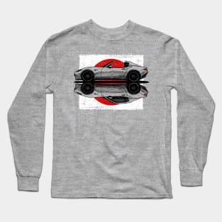 My hand drawing of ND RF Japanese roadster sports car with flag background Long Sleeve T-Shirt